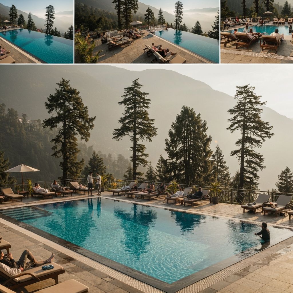 Swimming pool overlooking Himalayan mountains