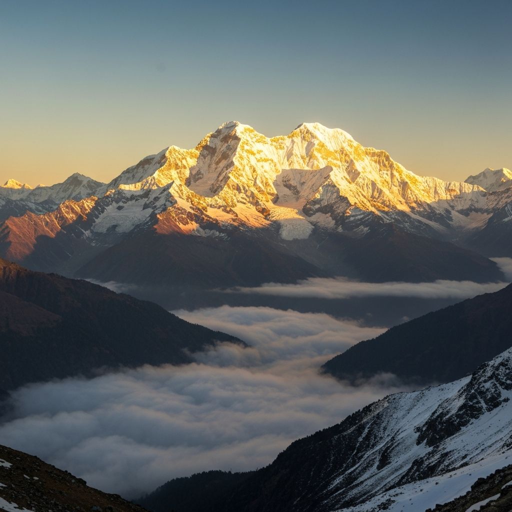 Panoramic viewpoint with misty mountain ranges